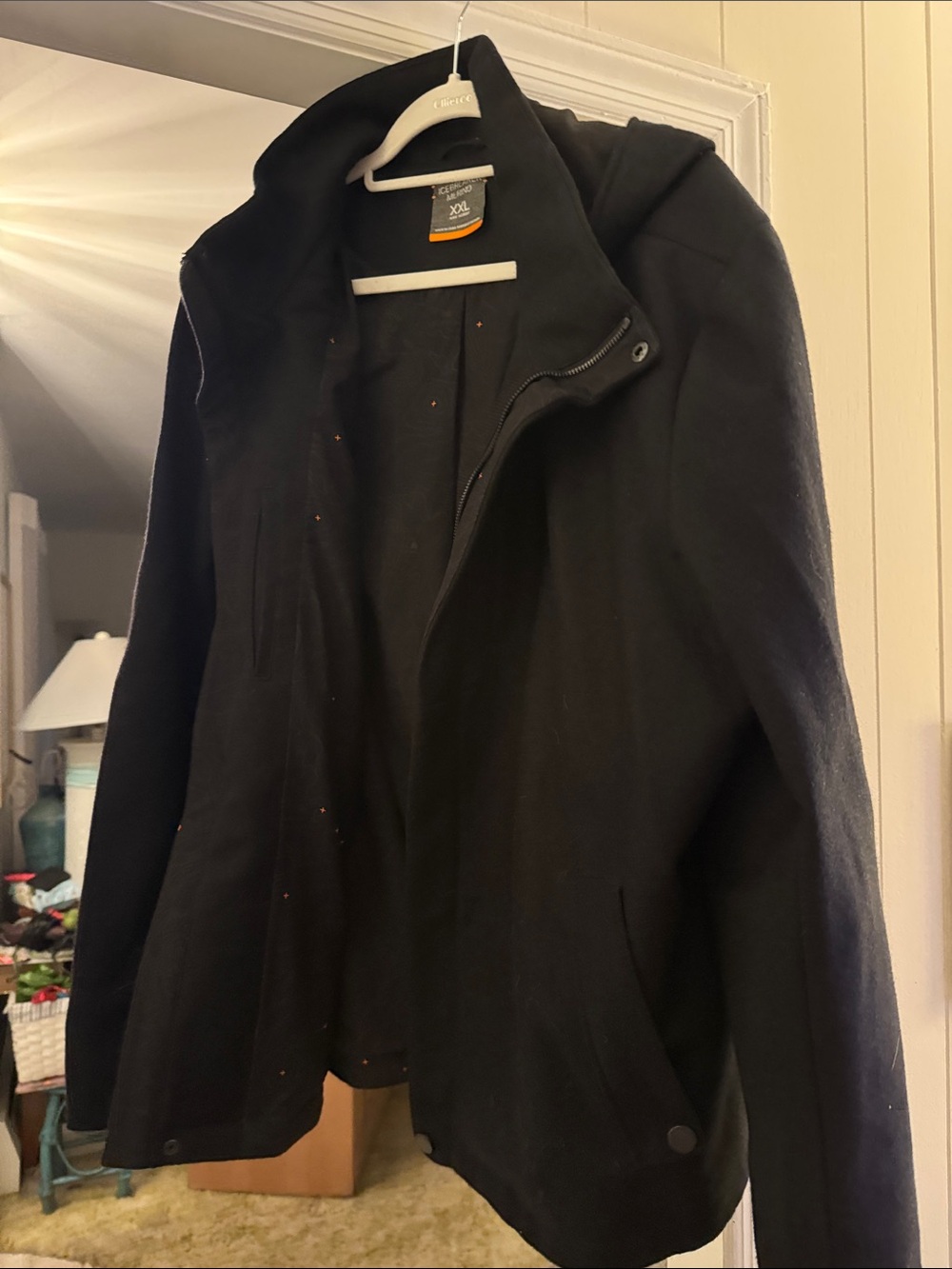 Icebreaker Black Wool Coat with hood